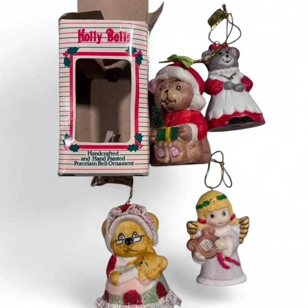 VINTAGE 70s/80s Kitschy Porcelain Bell Ornament Bundle